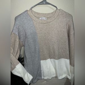 Multicolor block sweater; neutrals